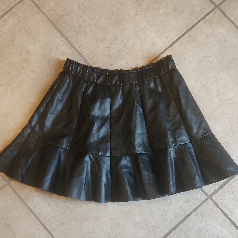 Lili Sidonio Molly Bracken Black Faux Leather Flared Skirt - Women Sz M